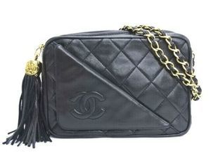 SOLD Chanel | Quilted Camera Bag Fringe Black